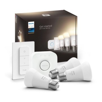 Základní sada Philips Hue WHITE 3xE27/9,5W 2700K + Hue bridge a dimmer switch
