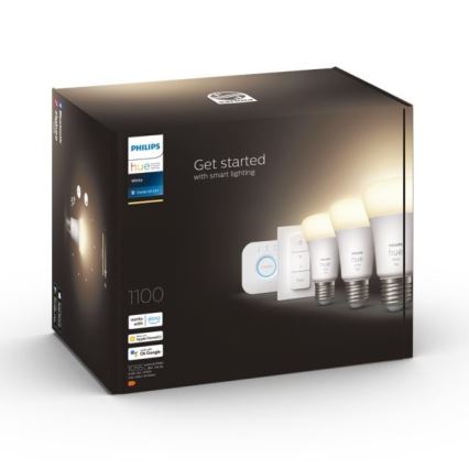 Základní sada Philips Hue WHITE 3xE27/9,5W 2700K + Hue bridge a dimmer switch