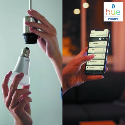 Základní sada Philips Hue WHITE AMBIANCE 2xE27/8W/230V + Hue bridge a dimmer switch