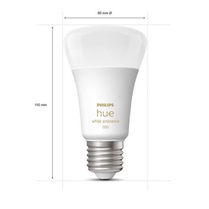 Základní sada Philips Hue WHITE AMBIANCE 2xE27/8W/230V + Hue bridge a dimmer switch