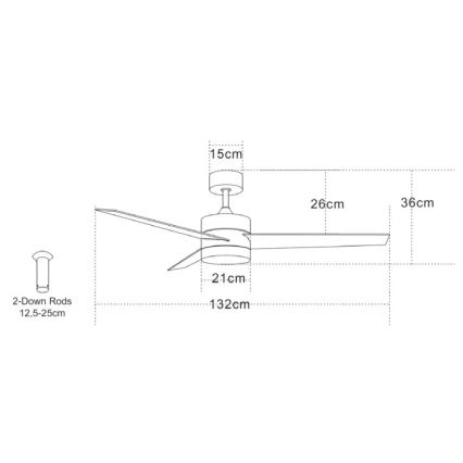 Zambelis 19134 - LED Stropní ventilátor LED/15W/230V 3000/4000/6000K matný chrom + dálkové ovládání