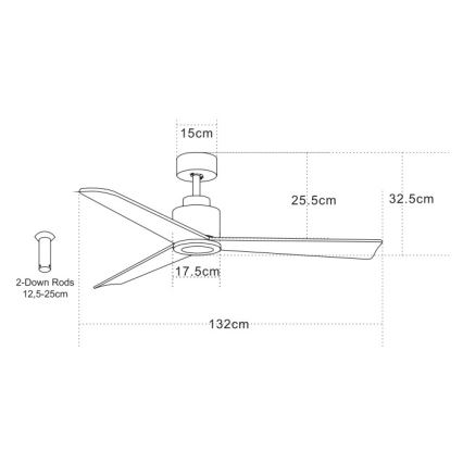 Zambelis 19136-B - Stropní ventilátor + dálkové ovládání