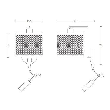 Zambelis 20355 - LED Nástěnná lampa 1xE27/40W + LED/3W/230V ratan