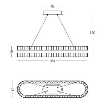 Zambelis 22041 - LED Stmívatelný lustr na lanku LED/68W/230V zlatá