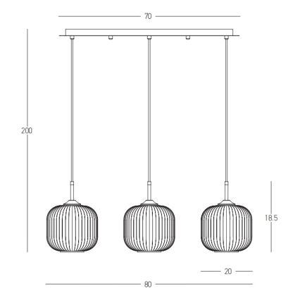 Zambelis 22074 - Lustr na lanku 3xE27/40W/230V