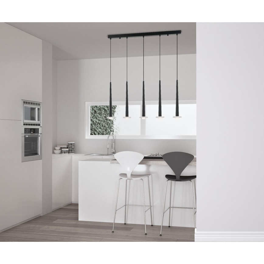 Zambelis 22112 - LED Stmívatelný lustr na lanku 5xLED/3W/230V CRI90 černá