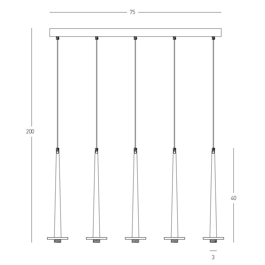 Zambelis 22112 - LED Stmívatelný lustr na lanku 5xLED/3W/230V CRI90 černá