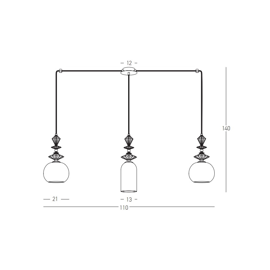 Zambelis 22153 - Lustr na lanku 3xE27/40W/230V pavouk keramika