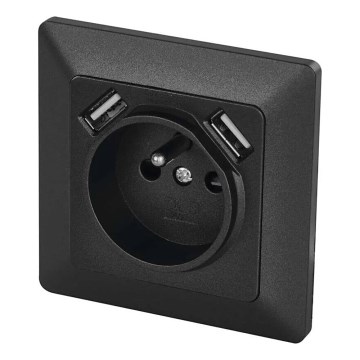 Zásuvka domovní s USB 250V/16A antracit