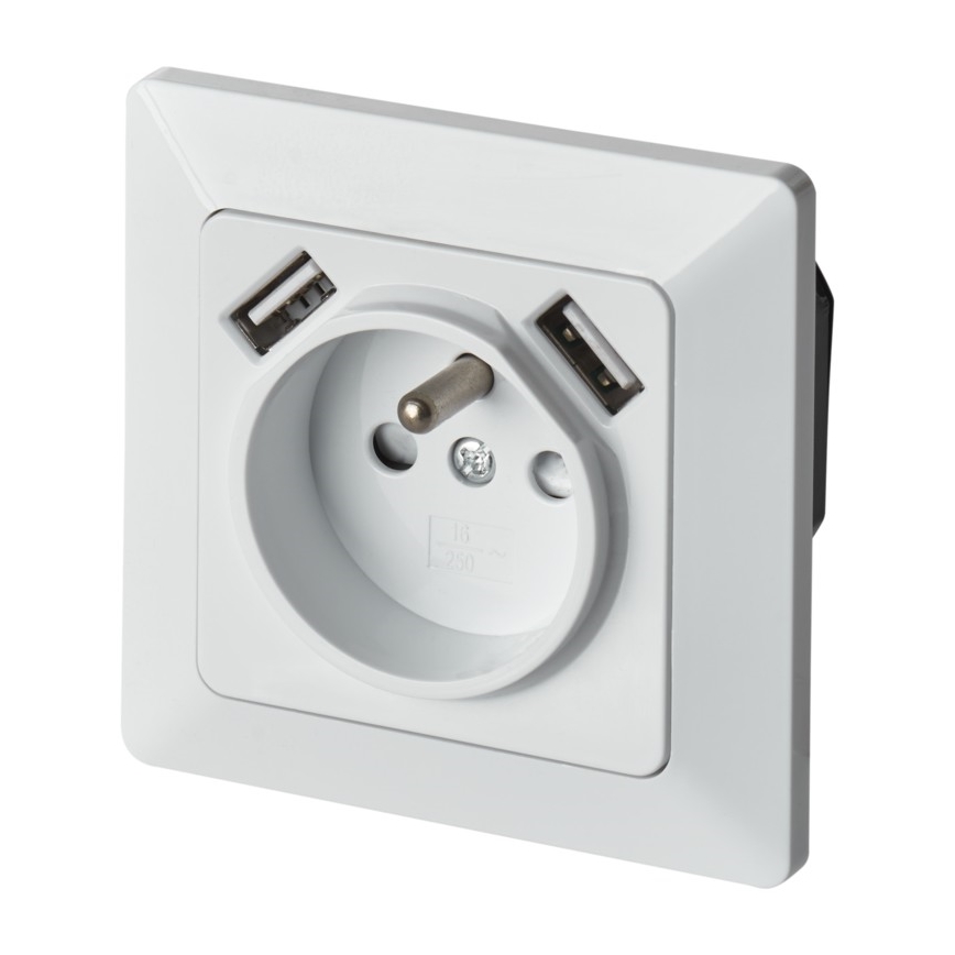 Zásuvka domovní s USB FRENCH 250V/16A