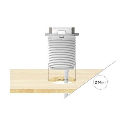 Zásuvkový sloupek pro desku stolu 2x230V + USB-A + USB-C