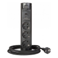 Zásuvkový sloupek pro desku stolu 3x230V + USB-A + USB-C černá