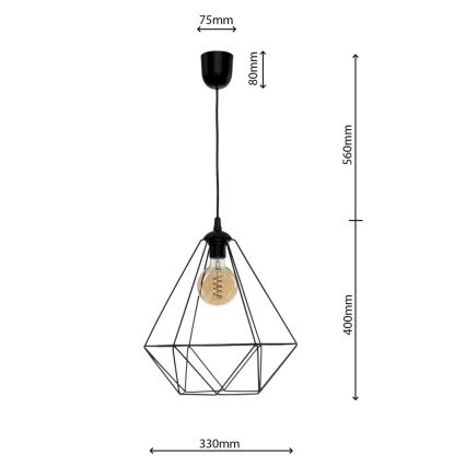 Závěsné svítidlo BASKET 1xE27/60W/230V černá