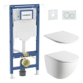 Závěsné WC OTTAWA + záchodové prkénko SoftClose OTTAWA + splachovací tlačítko SIGMA + podomítkový modul + izolační podložka