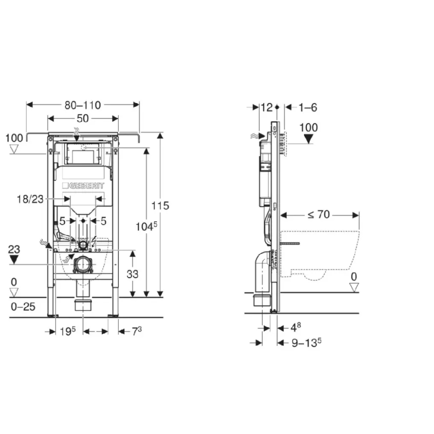 Závěsné WC OTTAWA + záchodové prkénko SoftClose OTTAWA + splachovací tlačítko SIGMA + podomítkový modul + izolační podložka