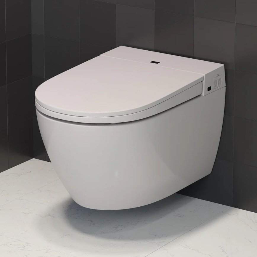 Závěsné WC s bidetem TISVILDELEJE 1600W/230V + záchodové prkénko SoftClose + splachovací tlačítko SIGMA + podomítkový modul + izolační podložka + dálkové ovládání