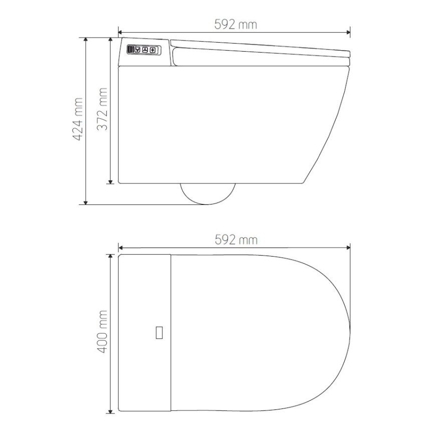 Závěsné WC s bidetem TISVILDELEJE 1600W/230V + záchodové prkénko SoftClose + splachovací tlačítko SIGMA + podomítkový modul + izolační podložka + dálkové ovládání