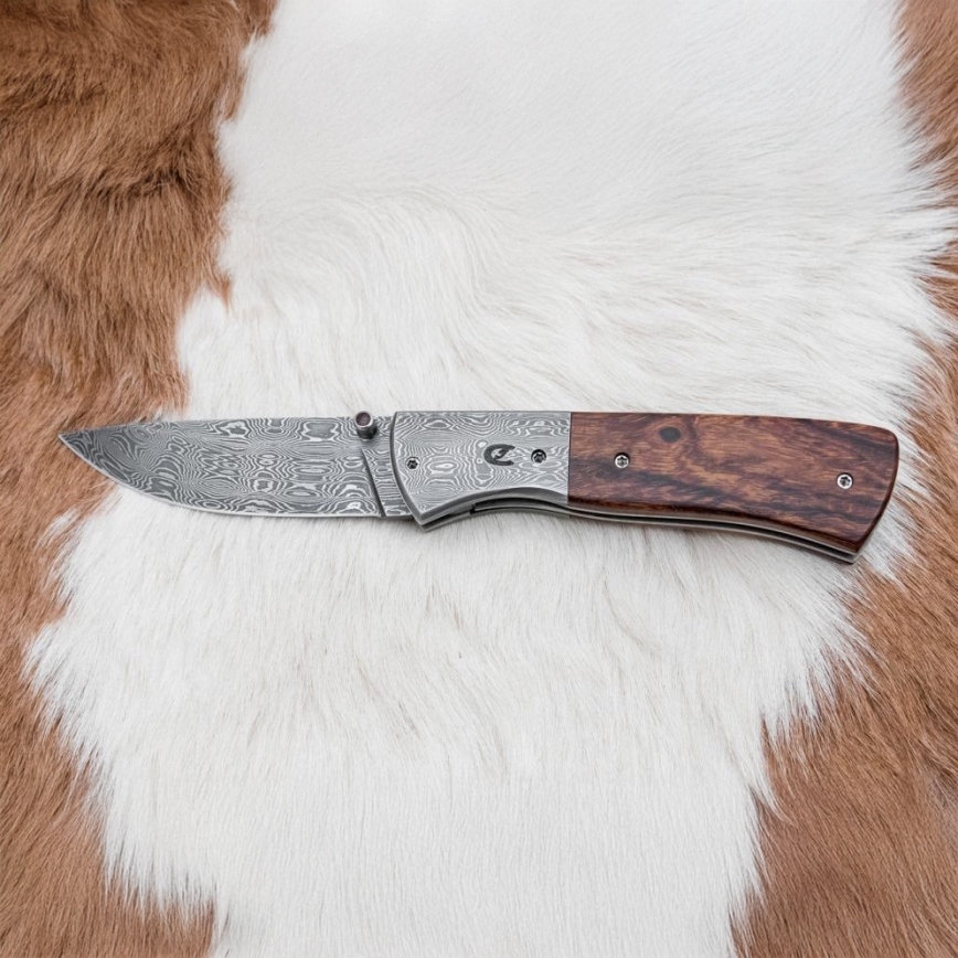 Zavírací damaškový nůž 8 cm ironwood