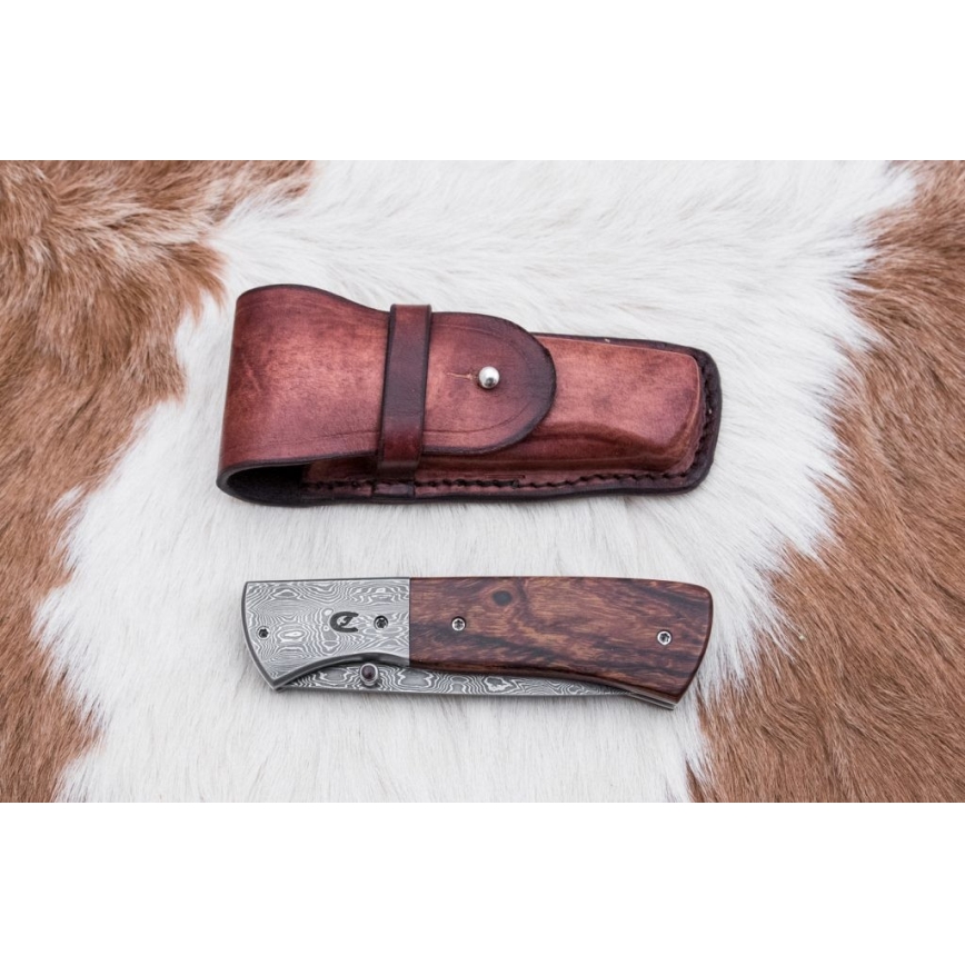 Zavírací damaškový nůž 8 cm ironwood