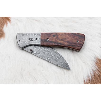 Zavírací damaškový nůž 8 cm ironwood
