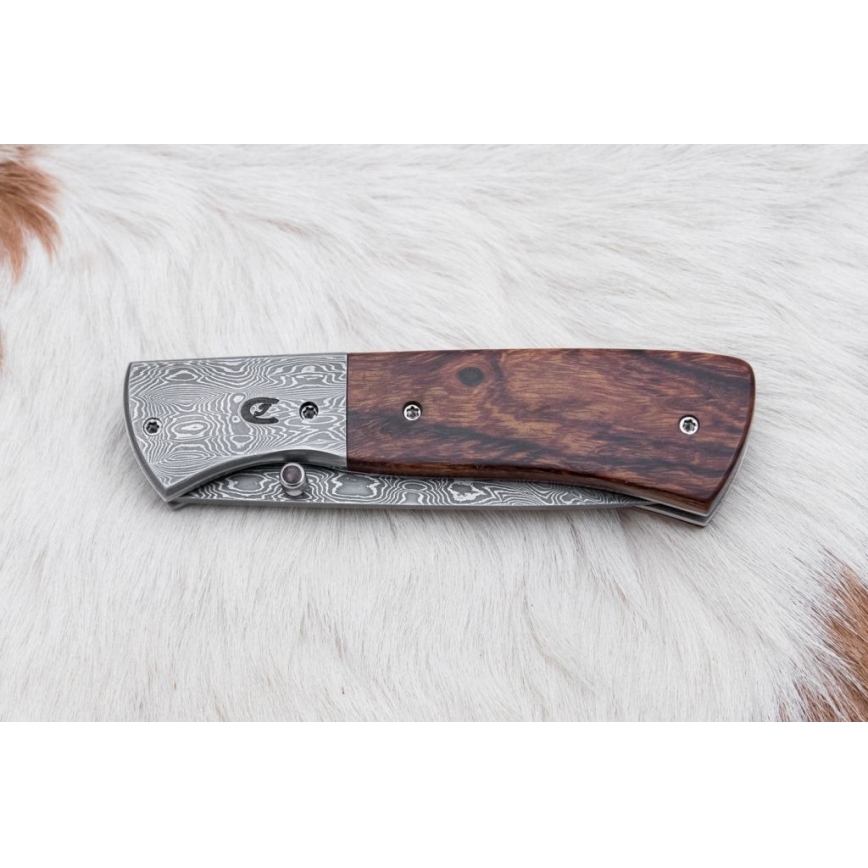 Zavírací damaškový nůž 8 cm ironwood