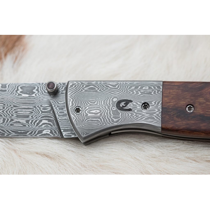 Zavírací damaškový nůž 8 cm ironwood