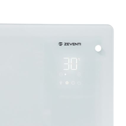 ZEVENTI - Chytrý nástěnný elektrický přímotop/konvektor s LCD displejem 1000/2000W/230V Wi-Fi bílá