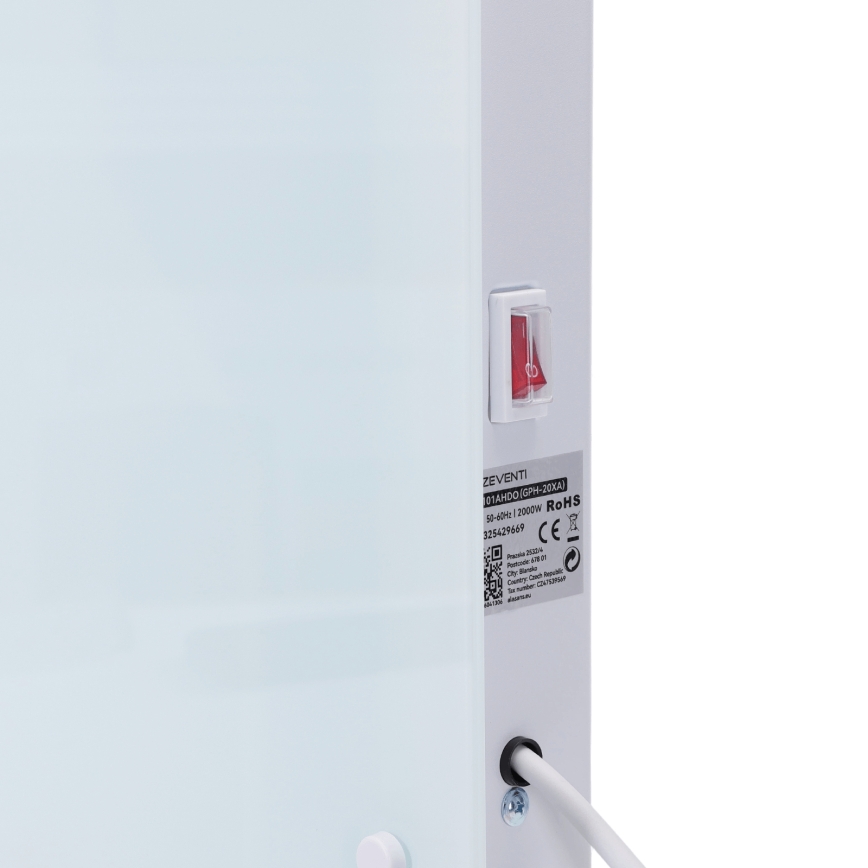 ZEVENTI - Chytrý nástěnný elektrický přímotop/konvektor s LCD displejem 1000/2000W/230V Wi-Fi bílá