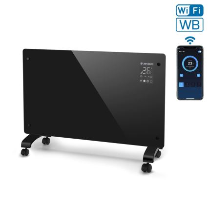 ZEVENTI - Chytrý nástěnný elektrický přímotop/konvektor s LCD displejem 1000/2000W/230V Wi-Fi černá