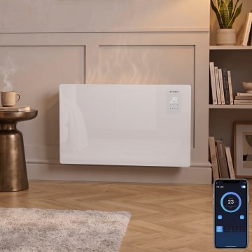 ZEVENTI - Chytrý nástěnný elektrický přímotop/konvektor s LCD displejem 1000/2000W/230V Wi-Fi bílá