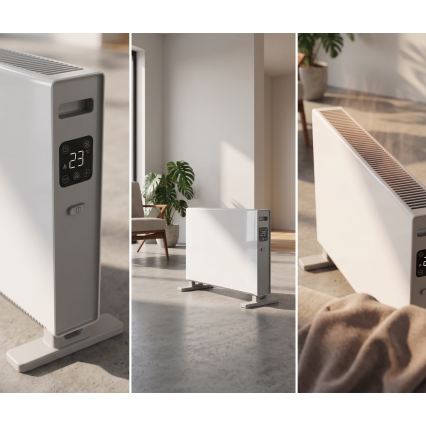 ZEVENTI - Elektrický přímotop/konvektor s LCD displejem  1250/2000W/230V bílá + dálkové ovládání