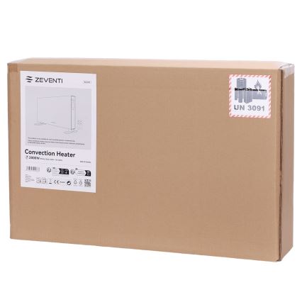ZEVENTI - Elektrický přímotop/konvektor s LCD displejem  1250/2000W/230V bílá + dálkové ovládání