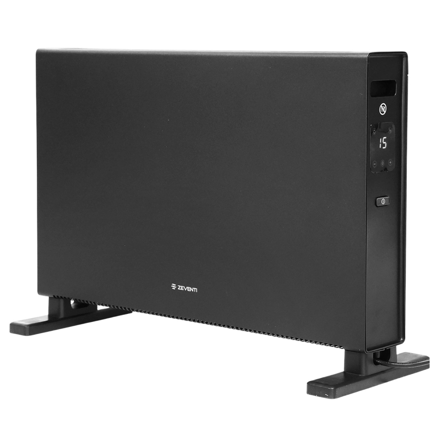 ZEVENTI - Elektrický přímotop/konvektor s LCD displejem 1250/2000W/230V černá + dálkové ovládání