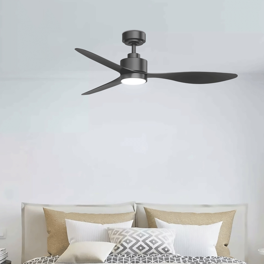 ZEVENTI - LED Stmívatelný stropní ventilátor ULUWATU LED/20W/230V 2700-6500K 132 cm černá + dálkové ovládání