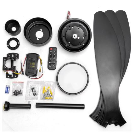 ZEVENTI - LED Stmívatelný stropní ventilátor ULUWATU LED/20W/230V 2700-6500K 132 cm černá + dálkové ovládání