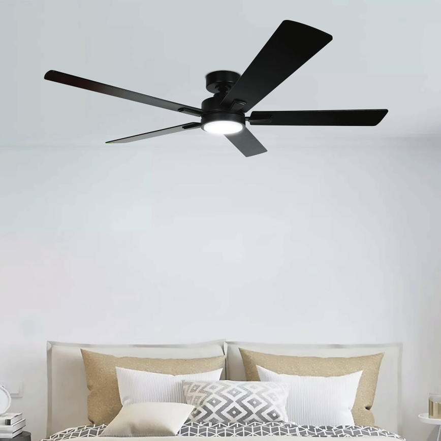 ZEVENTI - LED Stmívatelný stropní ventilátor WAIKIKI LED/20W/230V 2700-6500K 132 cm černá + dálkové ovládání