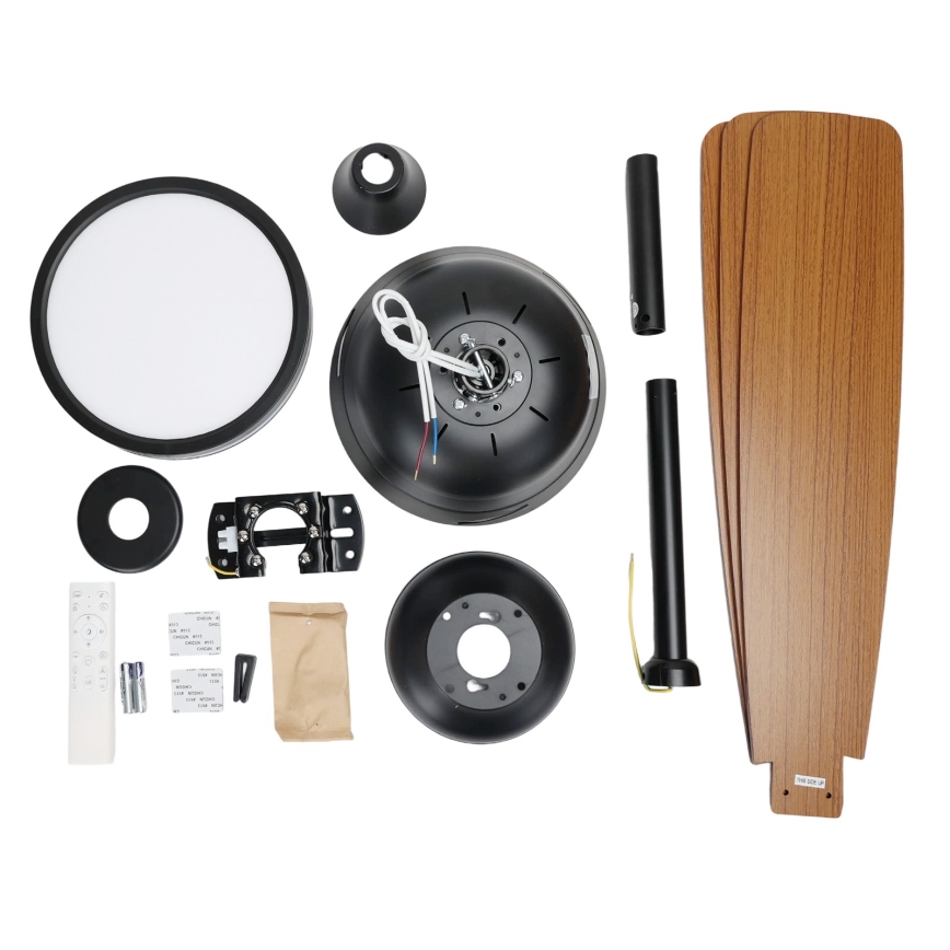 ZEVENTI - LED Stmívatelný stropní ventilátor ULUWATU LED/20W/230V 2700-6500K 132 cm hnědá + dálkové ovládání