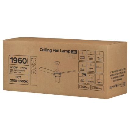 ZEVENTI - LED Stmívatelný stropní ventilátor ULUWATU LED/20W/230V 2700-6500K 132 cm hnědá + dálkové ovládání