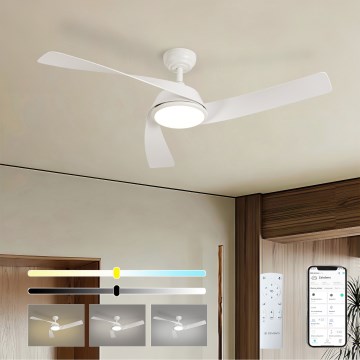 ZEVENTI - LED Stmívatelný stropní ventilátor AERYS LED/24W/230V 3000/4000/6000K Wi-Fi Tuya bílá + dálkové ovládání