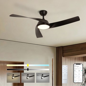 ZEVENTI - LED Stmívatelný stropní ventilátor AERYS  LED/24W/230V 3000/4000/6000K Wi-Fi Tuya černá + dálkové ovládání