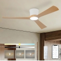 ZEVENTI - LED Stmívatelný stropní ventilátor AUREX LED/24W/230V 3000/4000/6000K Wi-Fi Tuya bílá/dub + dálkové ovládání
