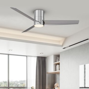 ZEVENTI - LED Stmívatelný stropní ventilátor BARROSA LED/18W/230V 3000-6000K Wi-Fi Tuya matný chrom + dálkové ovládání