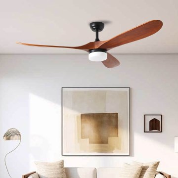 ZEVENTI - LED Stmívatelný stropní ventilátor GINOSA LED/18W/230V 3000-6000K Wi-Fi Tuya černá/dub + dálkové ovládání
