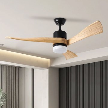 ZEVENTI - LED Stmívatelný stropní ventilátor NATURITO LED/18W/230V 3000-6000K Wi-Fi Tuya černá/dub + dálkové ovládání