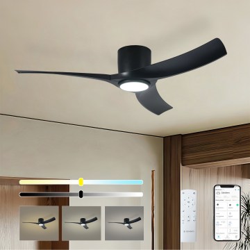 ZEVENTI - LED Stmívatelný stropní ventilátor ORBITO LED/24W/230V 3000/4000/6000K Wi-Fi Tuya černá + dálkové ovládání