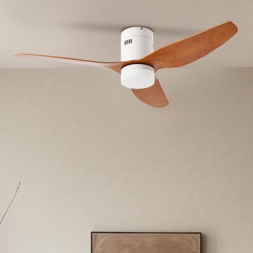 ZEVENTI - LED Stmívatelný stropní ventilátor PADUA LED/18W/230V 3000-6000K Wi-Fi Tuya bílá/hnědá + dálkové ovládání