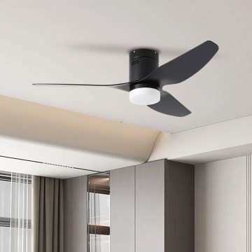 ZEVENTI - LED Stmívatelný stropní ventilátor PADUA LED/18W/230V 3000-6000K Wi-Fi Tuya černá + dálkové ovládání