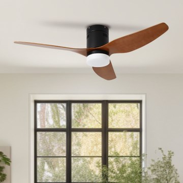 ZEVENTI - LED Stmívatelný stropní ventilátor PADUA LED/18W/230V 3000-6000K Wi-Fi Tuya černá/hnědá + dálkové ovládání