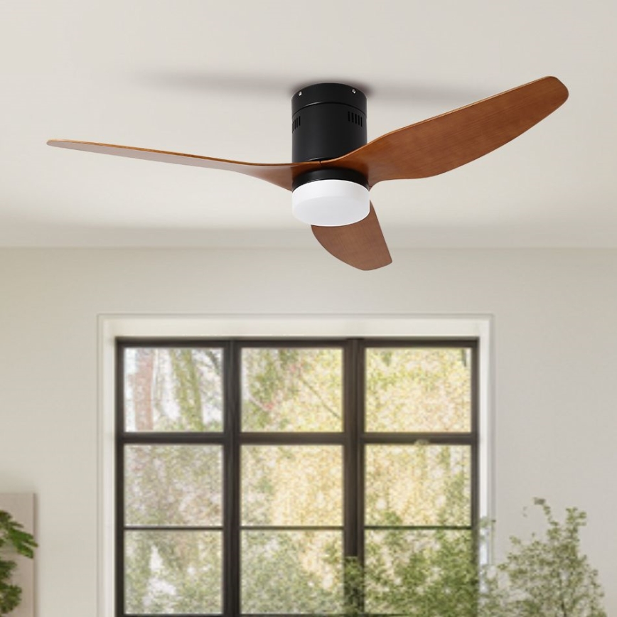 ZEVENTI - LED Stmívatelný stropní ventilátor PADUA LED/18W/230V 3000-6000K Wi-Fi Tuya černá/hnědá + dálkové ovládání