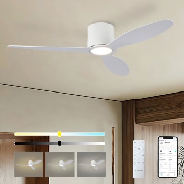ZEVENTI - LED Stmívatelný stropní ventilátor VENTORA LED/24W/230V 3000/4000/6000K Wi-Fi Tuya bílá + dálkové ovládání